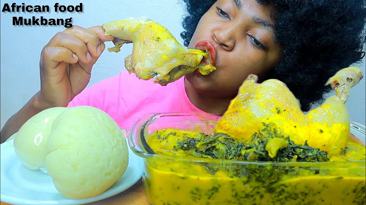 BITTER LEAF SOUP WITH FUFU.(no talking) SATISFYING EATING SOUND
