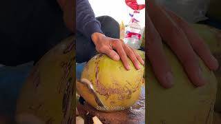 Excellent skill Golden fresh coconut cutting shorts howto video asmr coconut health travel