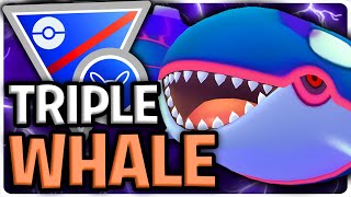 TRIPLE WHALE ACTION! *SHADOW* KYOGRE HITS WAY TOO HARD IN THE GREAT LEAGUE | GO BATTLE LEAGUE