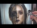 Airbrush portrait with runny color - ritratto realistico - speedpaintig