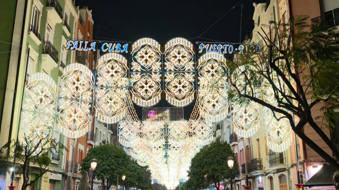 Fallas de Valencia 2026 | Presentación calles iluminadas Cuba puerto rico, Sueca lit.Azorin, y Cuba.