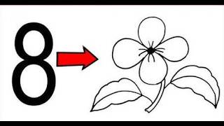 How to draw a cute flower easy from number 8 | How to draw a simple flower design from number 8
