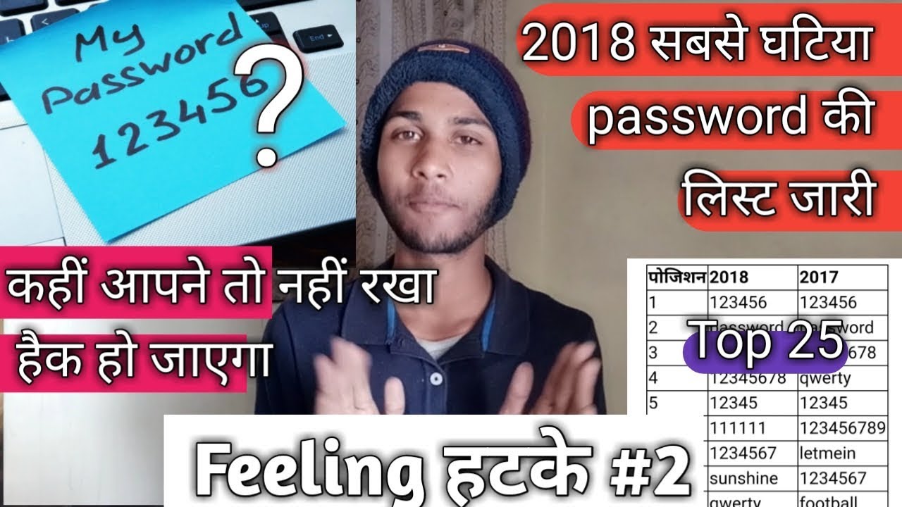 Feeling हटके #2- Ghatiya password list 2018 top '25' kahi aapne to nhi rakha 😊😊