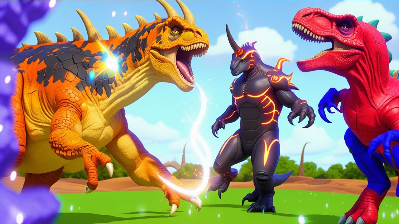 ALL DINOSAURUS BATTLE DISTORTUS REX vs MEGALODON SHARK DINOSAUR FIGHTING IN JURASSIC WORLD EVOLUTION