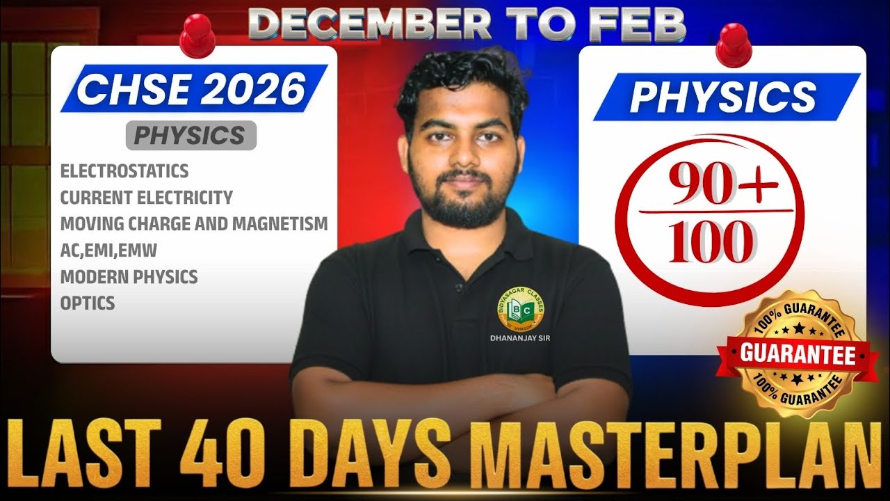 Countdown to CHSE 2026 :  Last 40-Days Physics MasterPlan | Physics| CHSE 2026 