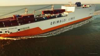 Phantom 3 - Grimaldi Lines Grande Argentina At Sunset 4K