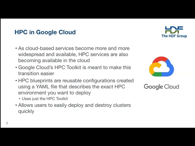 HDF and DAOS using Google Cloud – Glenn Song, The HDF Group #HUG23 class=