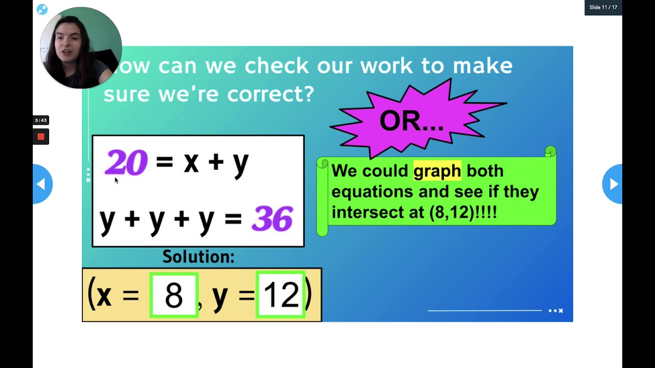 Solving Systems of Linear Equations Algebraically - YouTube