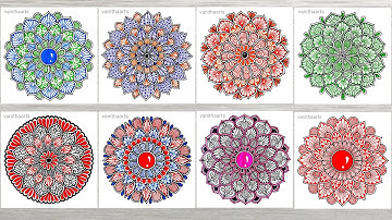 9 Different Color Mandala Art | How to draw Mandala for Beginners | mandala drawing | stepbystep
