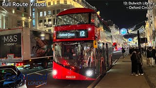 Full Route Visual London Bus Route 12 Dulwich Library - Oxford Circus Lt893 Ltz 1893