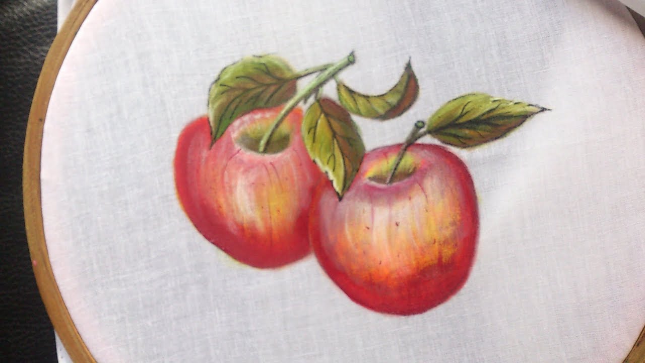 Painting. Fabric painting- how to paint apples on clothes. - YouTube