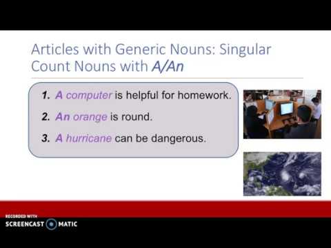 Articles with Generic Nouns - YouTube