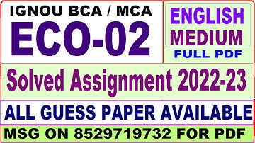 eco 02 solved assignment 2022-23 / eco 2 solved assignment in english / ignou bca and mca