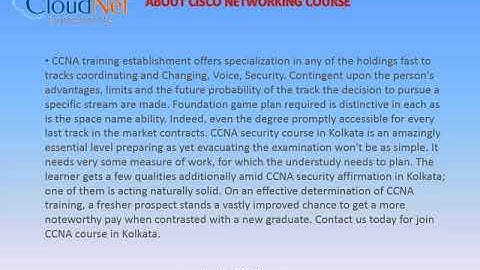 CCNA course in Kolkata - Cloudnet