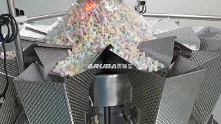 Cotton candy packaging machine，Automatic electronic scale weighing candy granule packaging machine