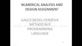 gauss siedel iterative method using r programming language