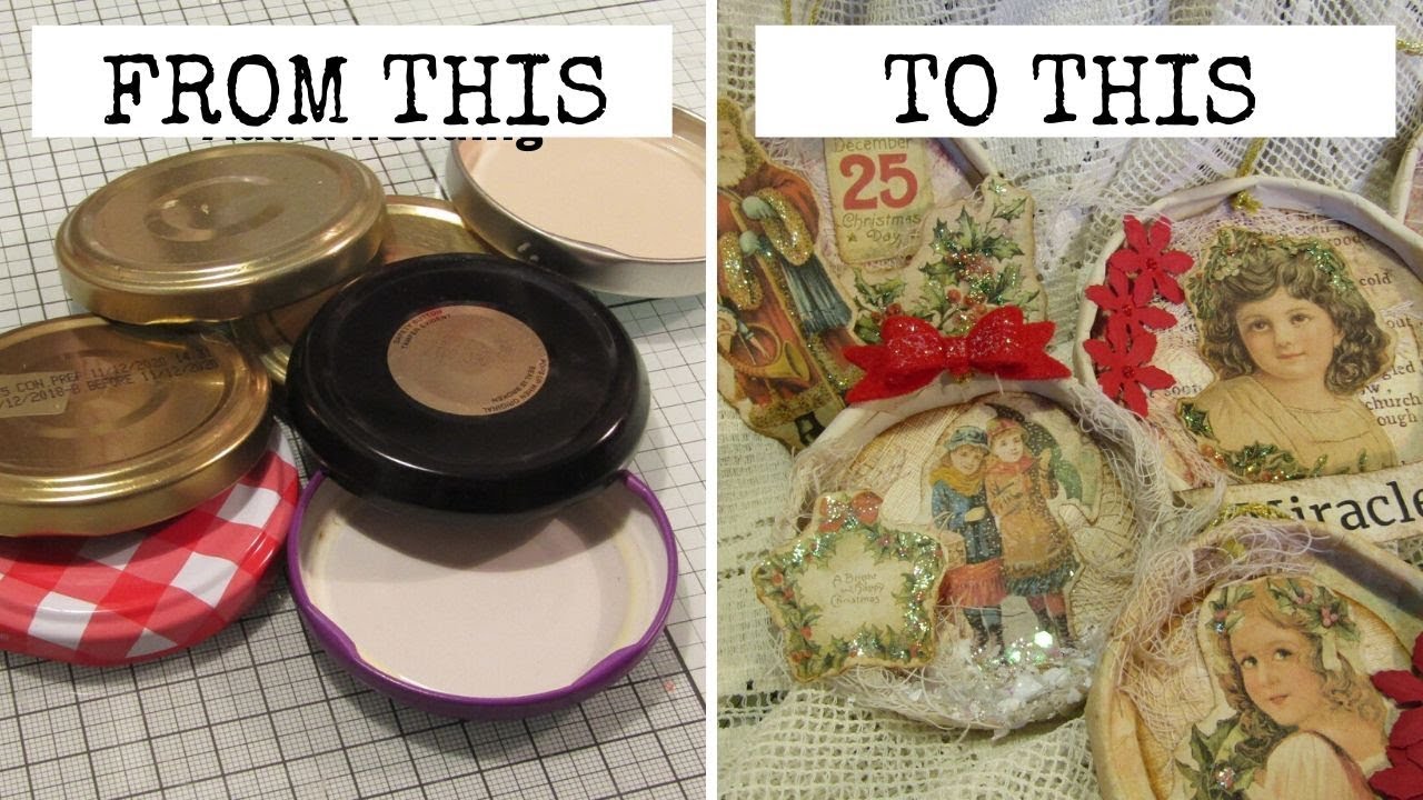 Recycled Jar Lid Christmas Decorations YouTube