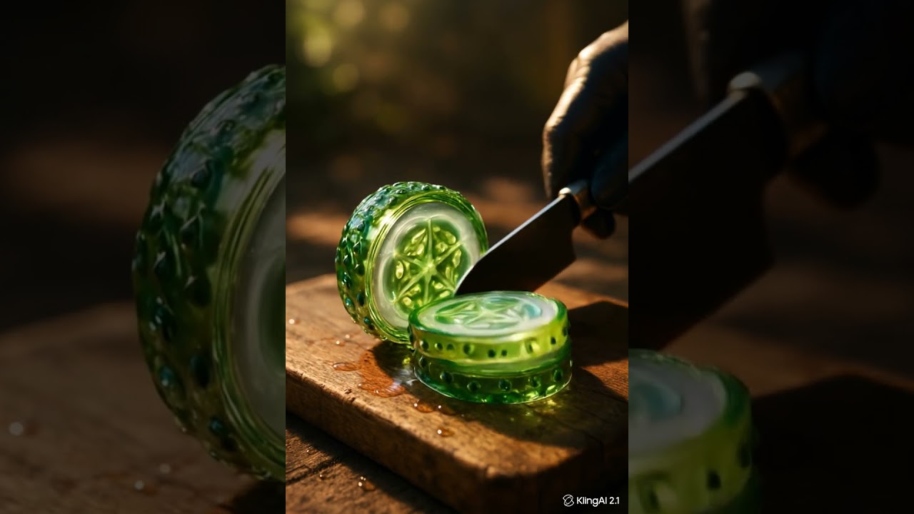 Satisfying Glass Cucumber Cutting ✨ | Crystal Clear ASMR Slice🔪🥒