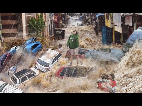 Italy went under water! Scary flash flooding in Cantiano, Marche (Sep. 15, 2022)