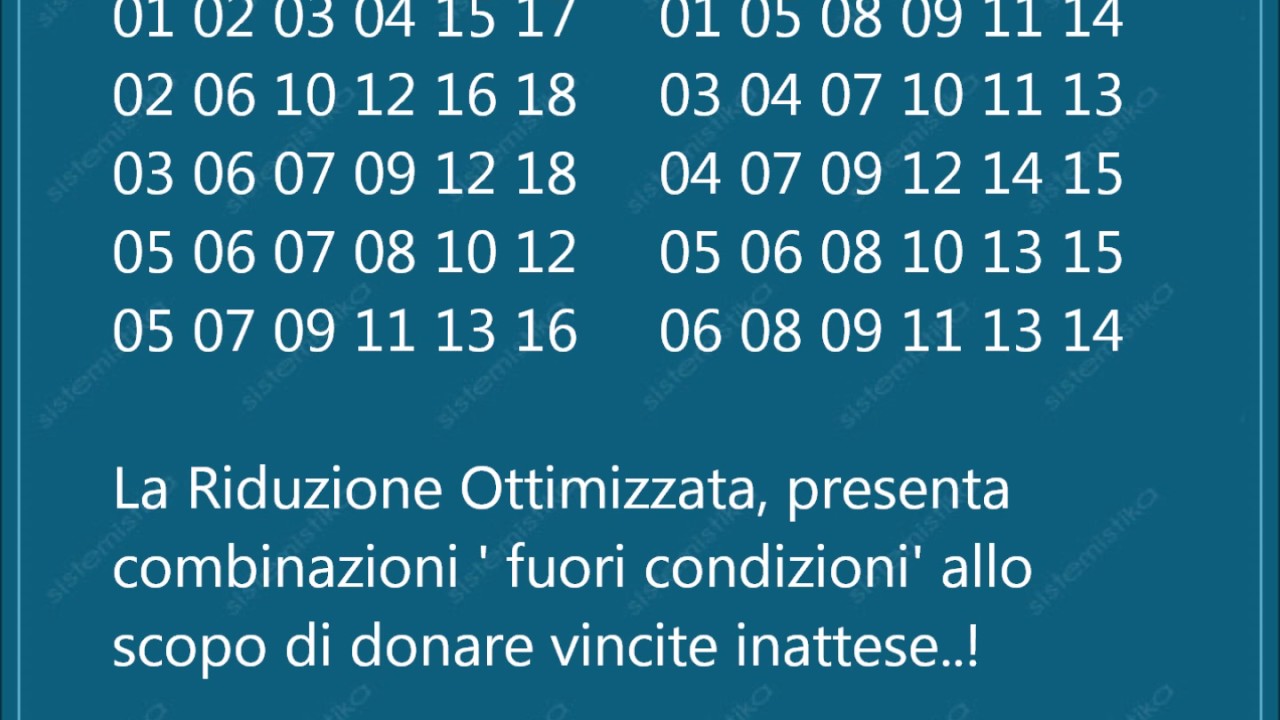 20 numeri in settine garanzia 6