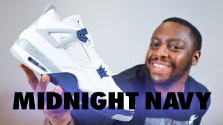 Air Jordan 4 Midnight Navy On Foot Sneaker Review Quickschopes 424 Schopes Dh6927 140 Aj4