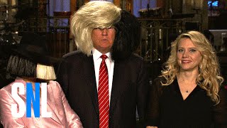 SNL Host Donald Trump Tries on Sia's Wig