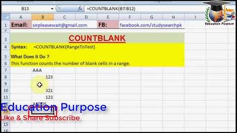 How to use COUNT BLANK function in Excel in Urdu/Hindi
