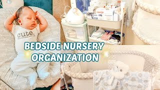 BEDSIDE NURSERY ORGANIZATION TOUR\/IDEAS! sharing a room with a newborn!