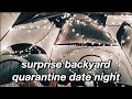 surprise QUARANTINE date night in a tent! *cute reaction*
