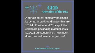 GED QOD: Surface Area Word Problem 2