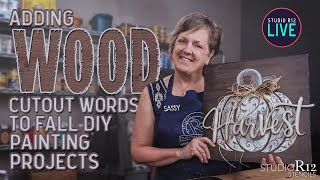 Paint a White Pumpkin for Fall Porch Decor by StudioR12 Stencils | Wooden Word Cutout