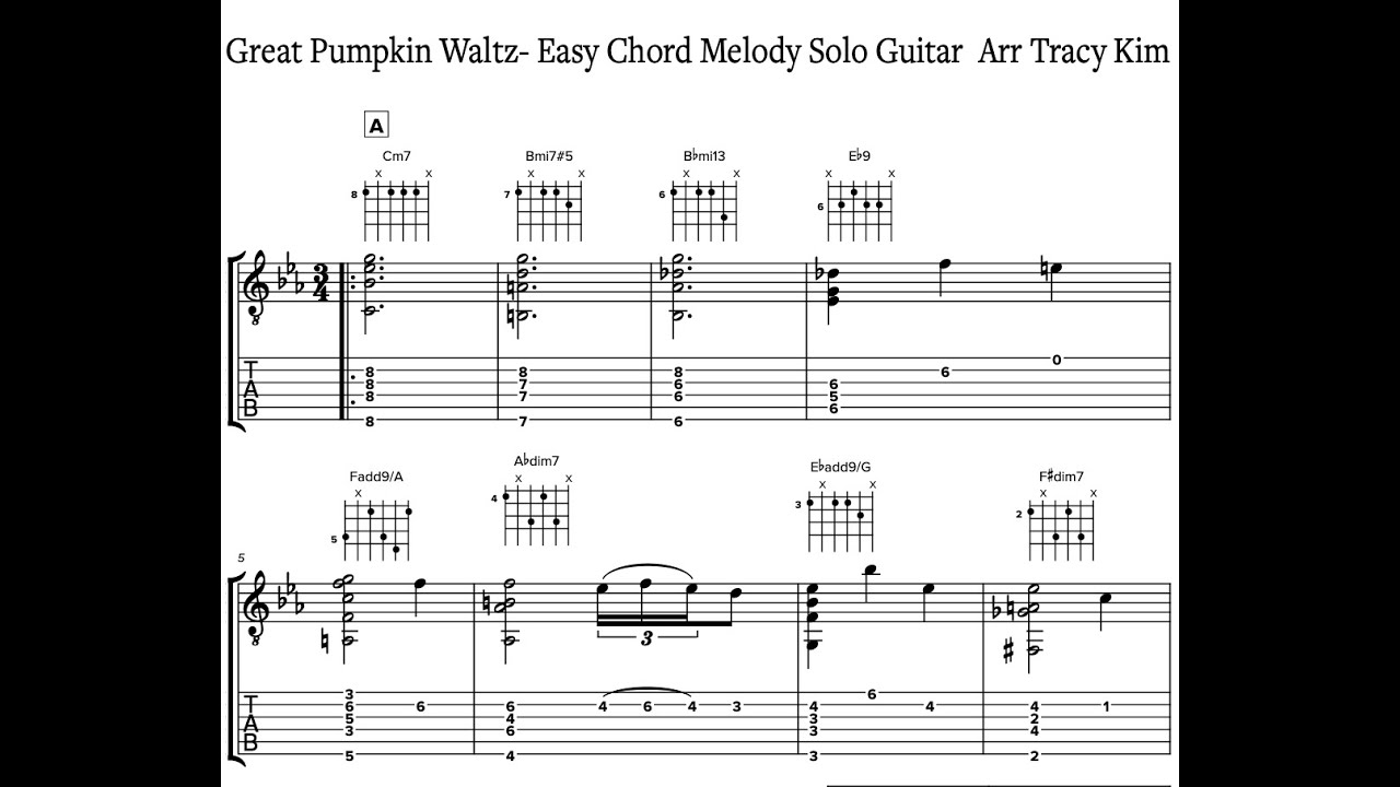 Урок и практический сеанс игры на гитаре «Great Pumpkin Waltz Complete Chord Melody» — БЕСПЛАТНЫЙ...