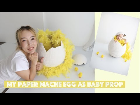 PAPER MACHE PLASTER EGG DIY Easter Baby Photo Shoot Prop Tutorial |BABY PHOTOGRAPHY VLOG|