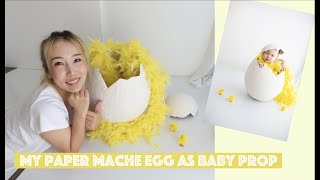 PAPER MACHE PLASTER EGG DIY Easter Baby Photo Shoot Prop Tutorial |BABY PHOTOGRAPHY VLOG|