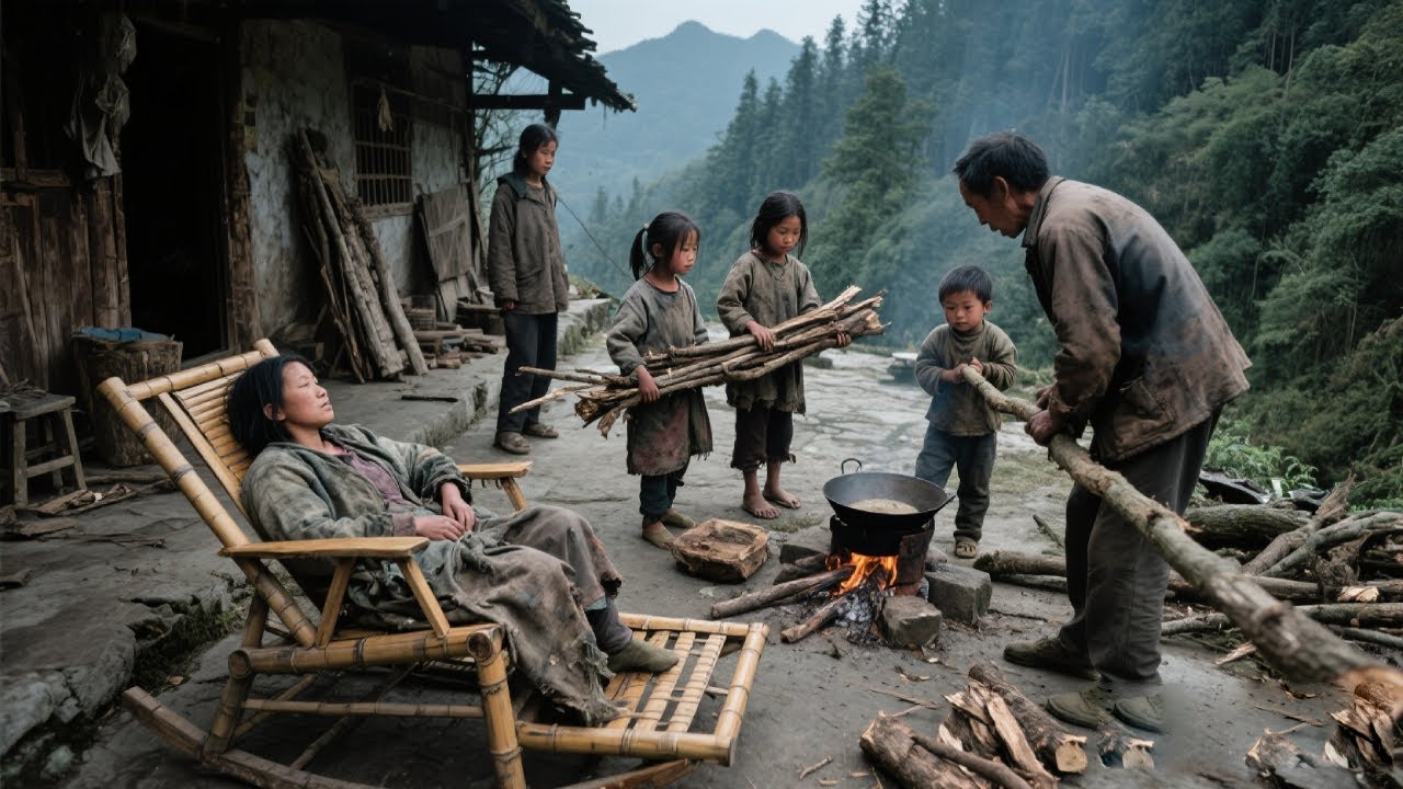 母亲病重卧床，四个年幼的孩子学着大人模样下地摘菜、帮父亲做饭，只为多分担一点家里的辛苦