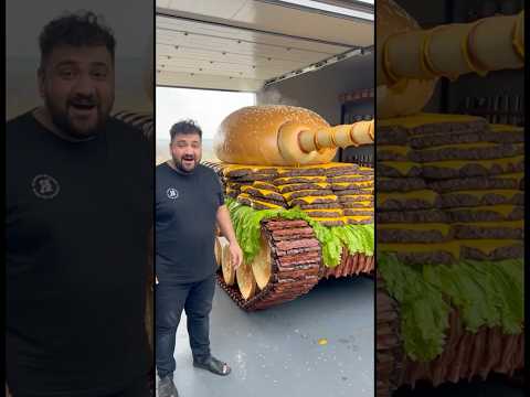 Hamburgerden Tank Yaptım… Sonuç Şok Etti 🍔💣 #Hamburger #YemekDeneyi #ViralVideo #asmr #türkçeasmr