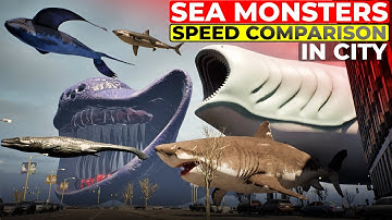 Legendary Sea Monsters Speed Comparison in a City | Bloop vs El Gran Maja | Surreal SPEED Comparison