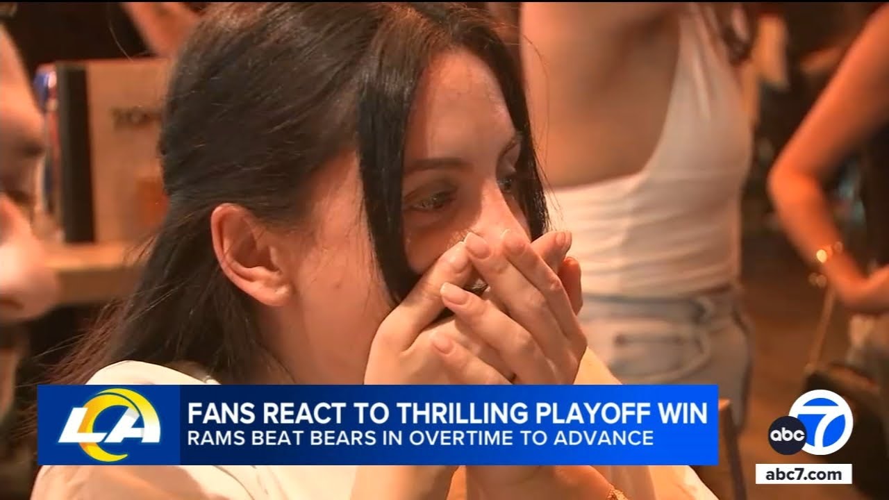Rams fans go crazy after thrilling overtime win against the Bears - YouTube