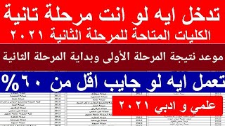 تنسيق المرحلة الثانية 2021 |الأماكن الخالية بالكليات أمام طلاب علمي علوم ورياضة وأدبي |تنسيق الكليات