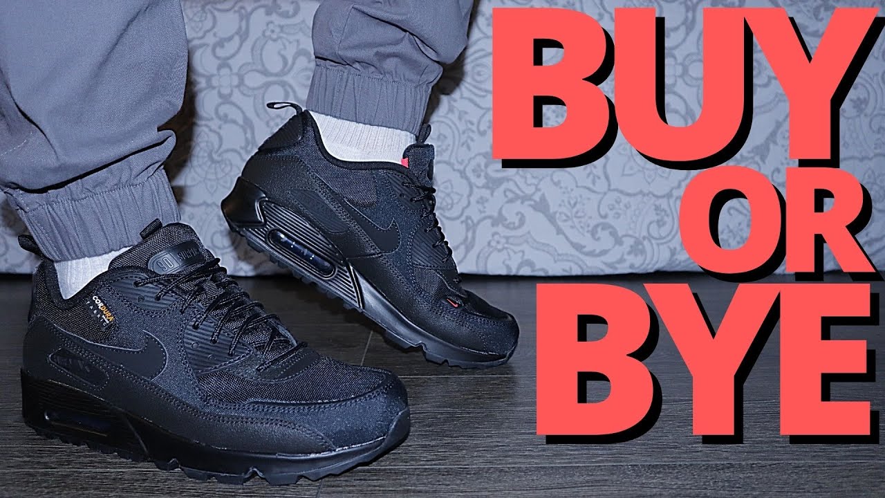 all black nike air max 90 on feet