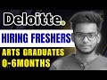 Deloitee Hiring Arts Graduates for Freshers | 0-6 Months | Freshers Jobs in Deloitee | Gowtham M