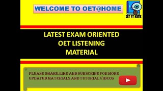 OET Listening Test with answer key|Exam Oriented and Updated|Practice Test