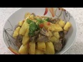 544.Картошка тушенная с куриными желудочками.