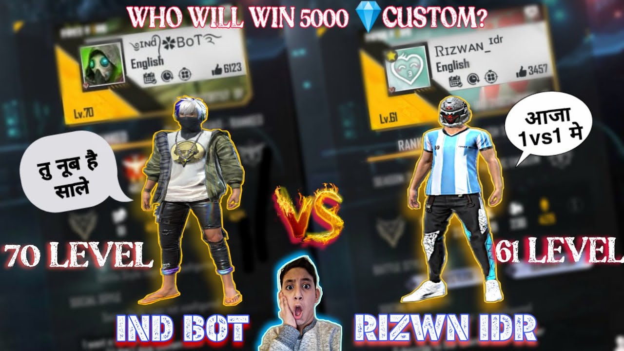 Garena Free Fire - Level 70 vs Level 60 Who will win 5000 Diamond Challenge 💎💎😯😯?? || IDRISI GAMER