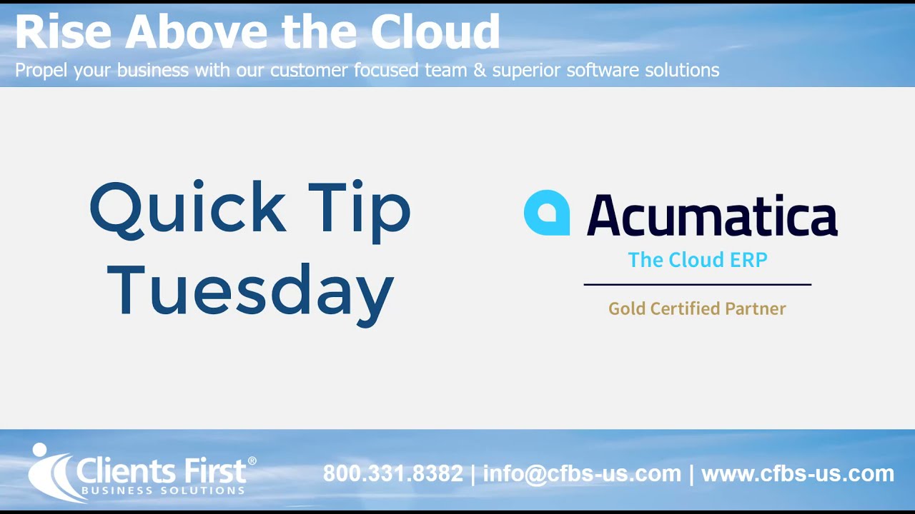 Acumatica Cloud ERP Tip 63:  Purchase Order Reports