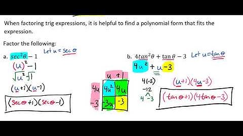 Factoring Using u Substitution and Terms of Sine and Cosine Video