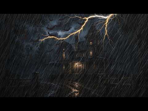 Deep Sleep in Minutes with Heavy Rain and Thunder in a Dark Woodland Cabin