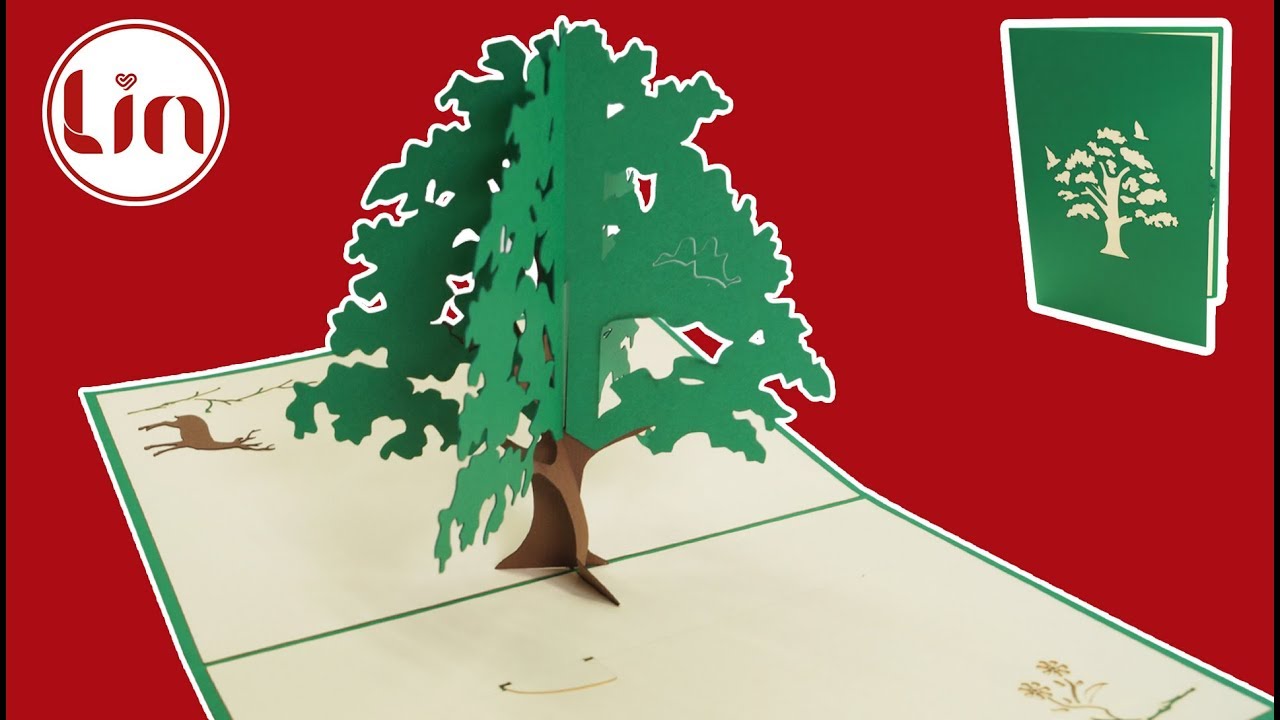 Pop Up 3D Karte zum Geburtstag - 3D Klappkarte Baum - YouTube