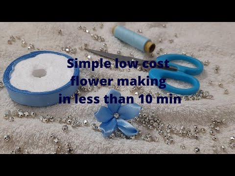 #simple satin ribbon flower making for designer garments/very simple/low cost/handmade flower