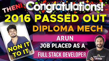 Congrats Arun placed as a Full Stack Developer -  Jobtestimonial